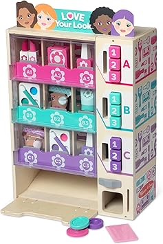 Melissa & Doug Sort, Stock, Select Beauty Kiosk Vending Machine Play Set, Pretend Makeup Wooden Toy for Boys and for Girls 3+ FSC Certified