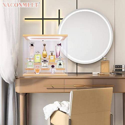 Miniatura 6 de Vitrina de acrílico transparente para figuras con luz, soporte de exhibición de 3 niveles, estuche organizador a prueba de polvo para figuras de