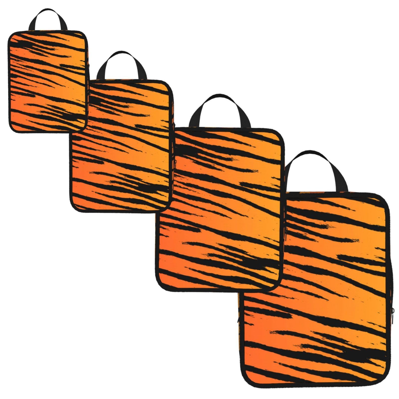 Tiger Stripe Print 4 Set Compression Packing Cubes for Suitcases,Expandable Storage Bags Organizers