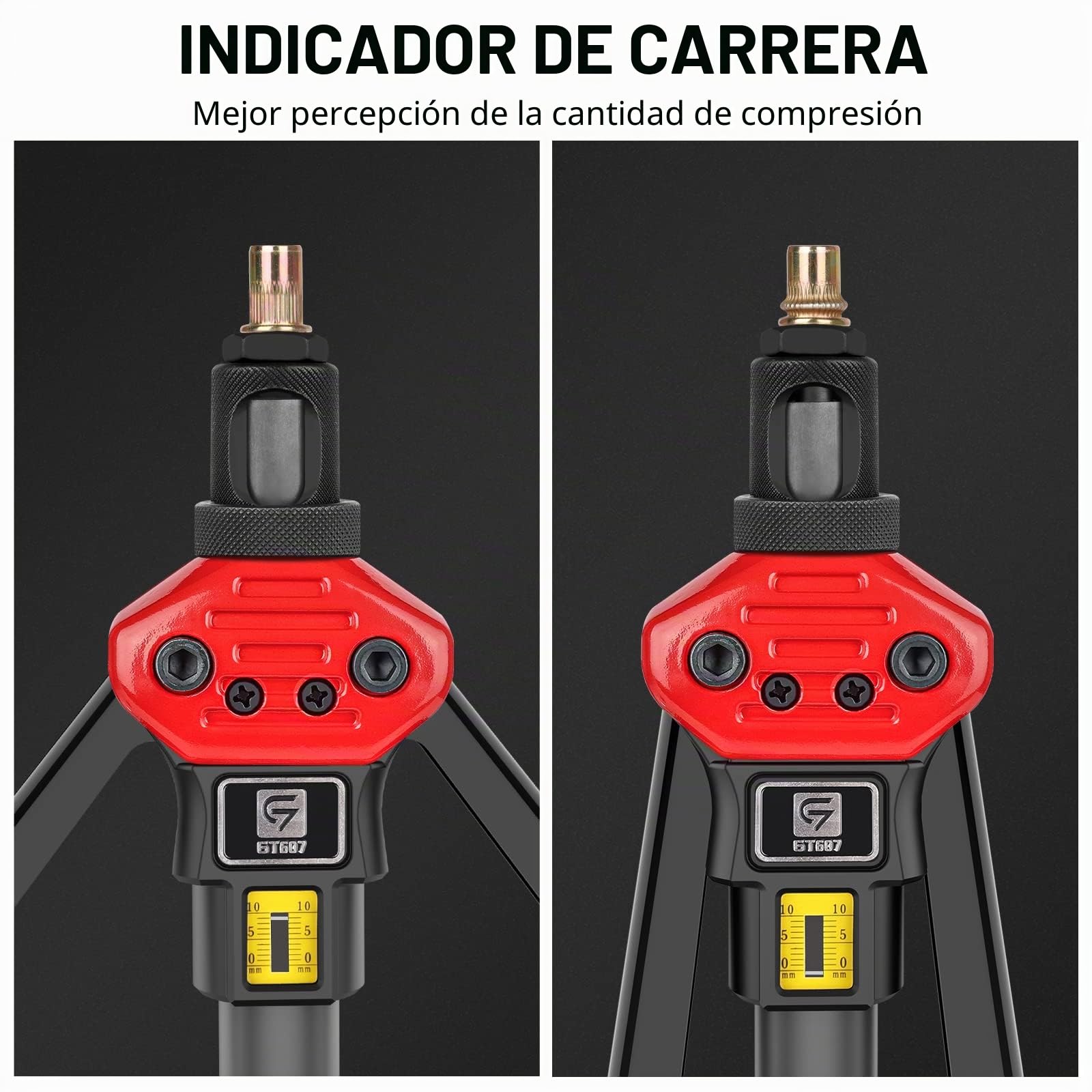 GIANTISAN - Remachadora Manual a 2 Manos, 41 cm, 12 Mandriles métricos y SAE, Kit Surtido de Tuercas de Remache de 176 Piezas y Funda de Transporte Resistente