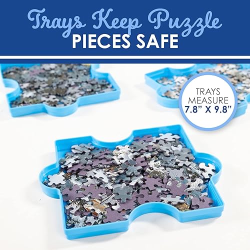 Miniatura 5 de White Mountain Bandejas apilables para clasificar rompecabezas 6 bandejas con forma de plástico, almacena hasta 1000 piezas de rompecabezas