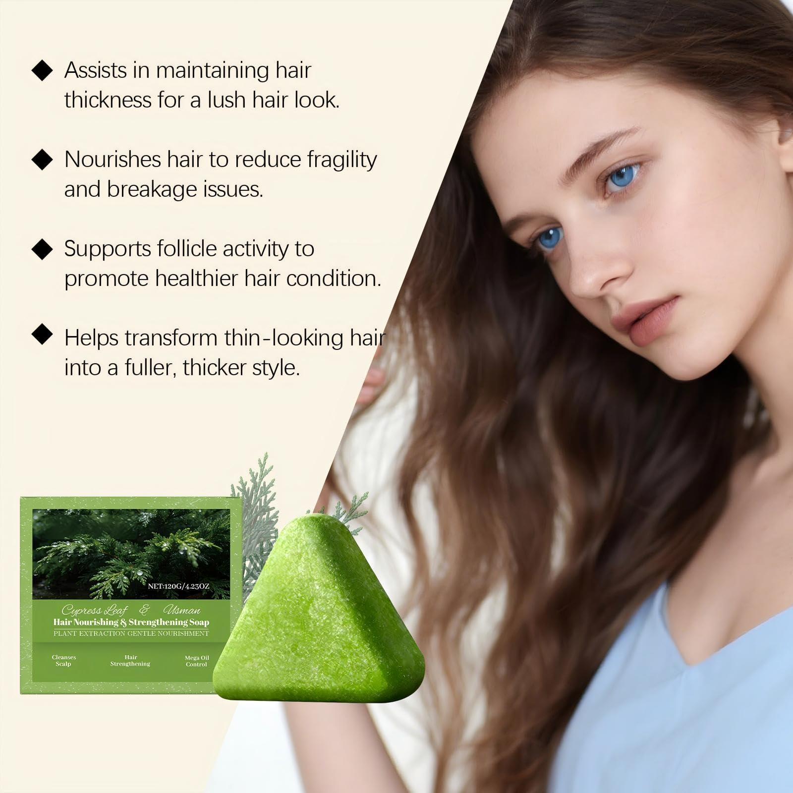 Seven Green Shampoo Bar, Usman Grass Festes Shampoo, Sanftes Haarreinigungsshampoo, Seven Green Kräuter-Shampoo-Bars, Anti-Haarausfall & Feuchtigkeitsspendende Kopfhautpflege (6 pcs)