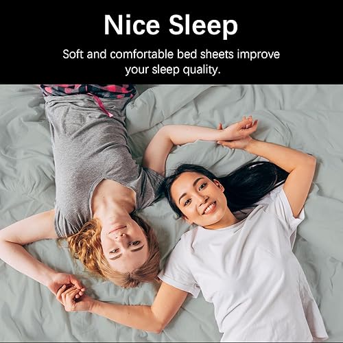 Miniatura 8 de 55% Rayon Derived from Bamboo, 45% Cotton Bed Sheet Set - Breathable & Cooling - Deep Pockets - Soft & Wrinkle-Free - Easy Care Hotel Luxury - 4