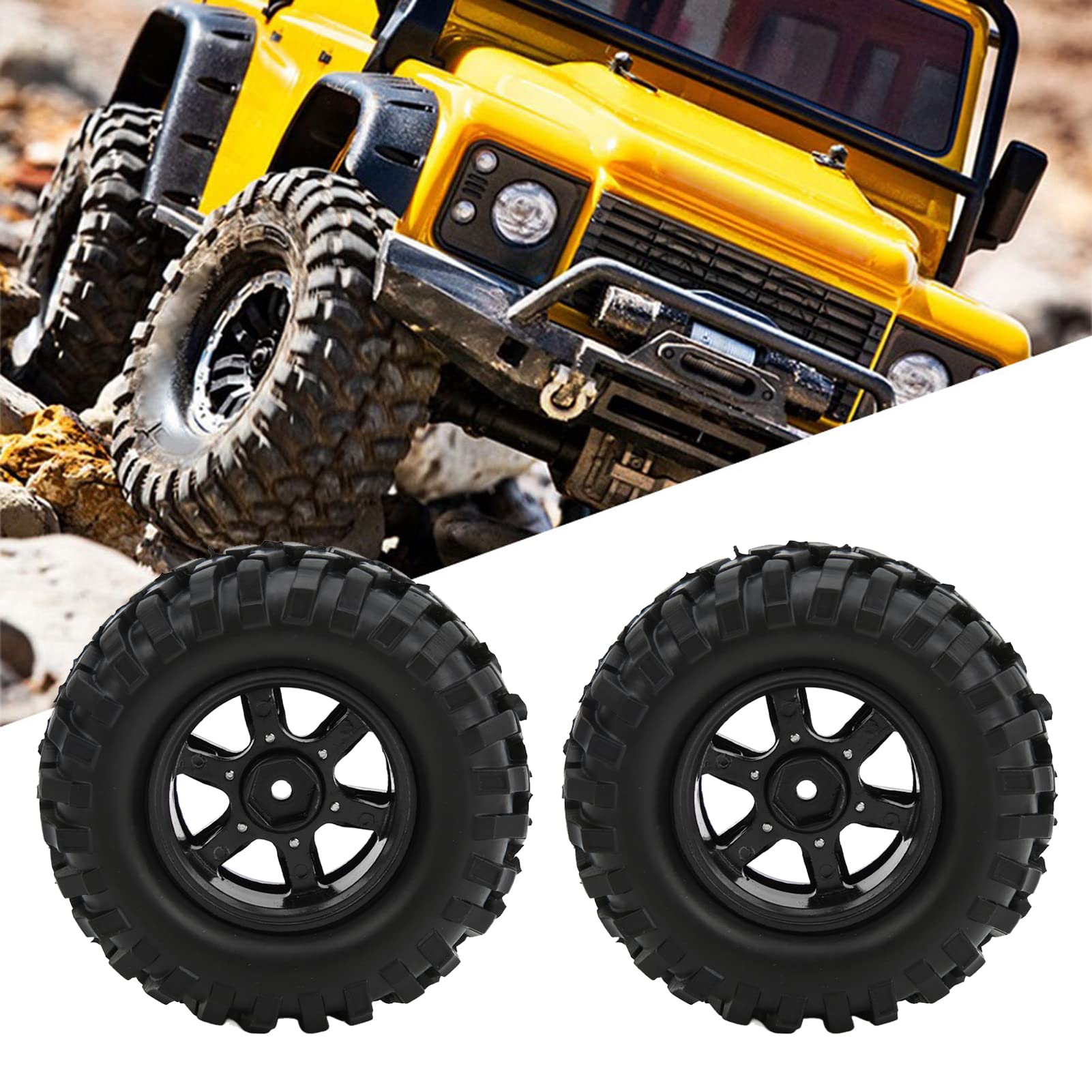 2 pneumatici in gomma RC da 1,9 pollici 96 mm con cerchi in lega per auto cingolate 1/10 (nero)