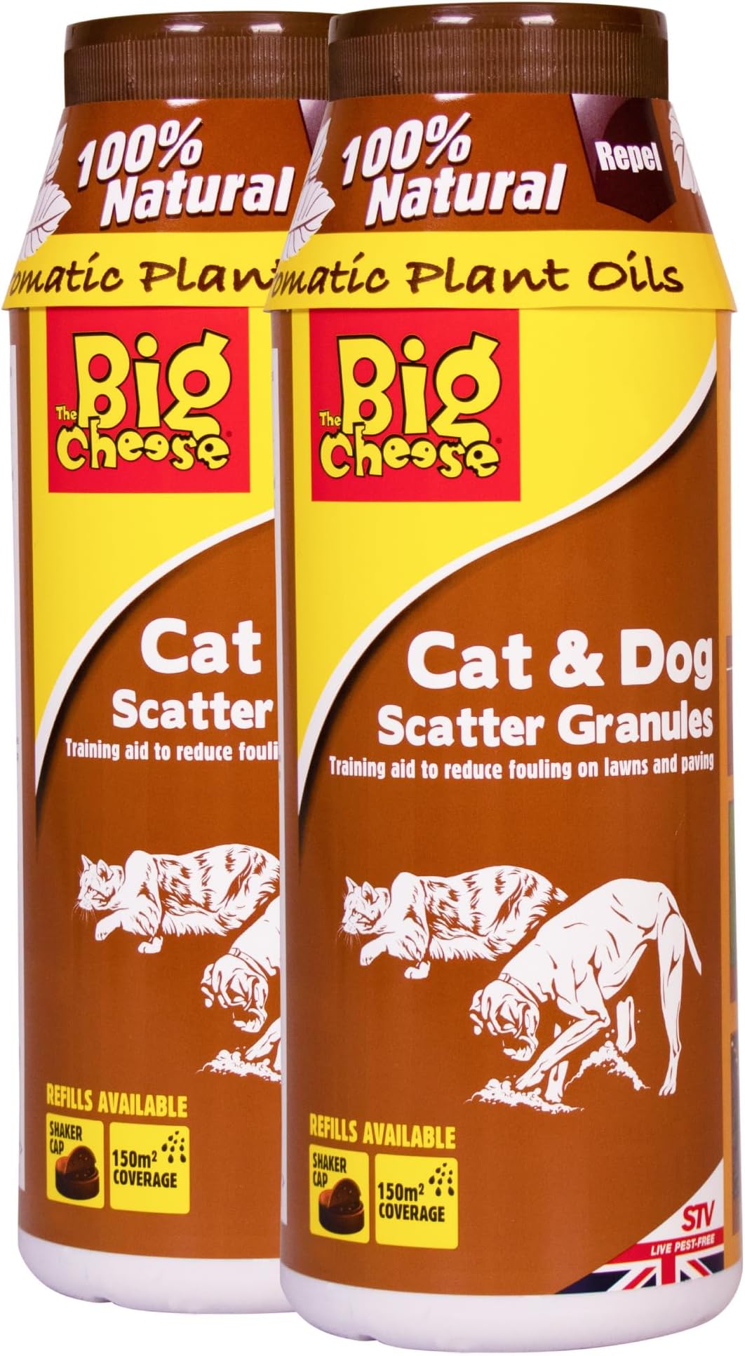 The Big Cheese Cat & Dog Repellent Granules – Natural & Pet Safe Deterrent for Gardens, Patios, Lawns, and Driveways – Wildlife Friendly, Children Safe - 450g Multi Packs x2