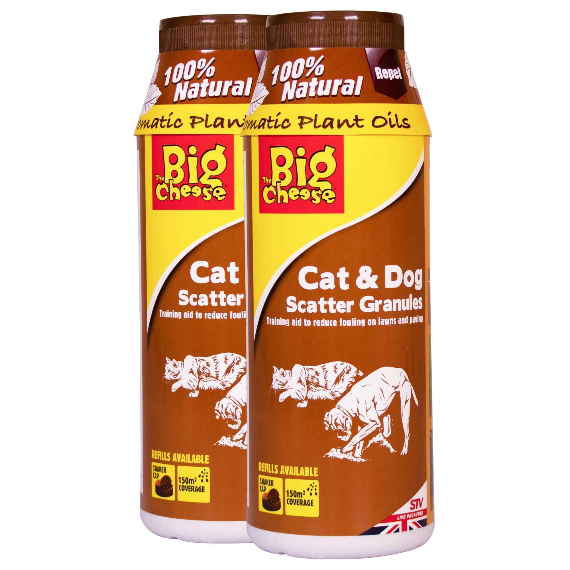 The Big Cheese Cat & Dog Repellent Granules – Natural & Pet Safe Deterrent for Gardens, Patios, Lawns, and Driveways – Wildlife Friendly, Children Safe - 450g Multi Packs x2