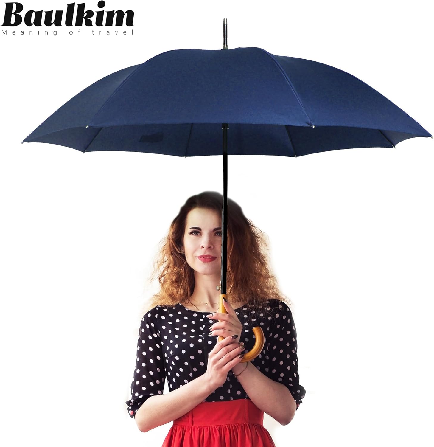 52" Arc Classic Wooden Handle Umbrella,vintage long handle umbrellas for rain,big black j handle cane umbrella,Automatic Umbrella with curved handles