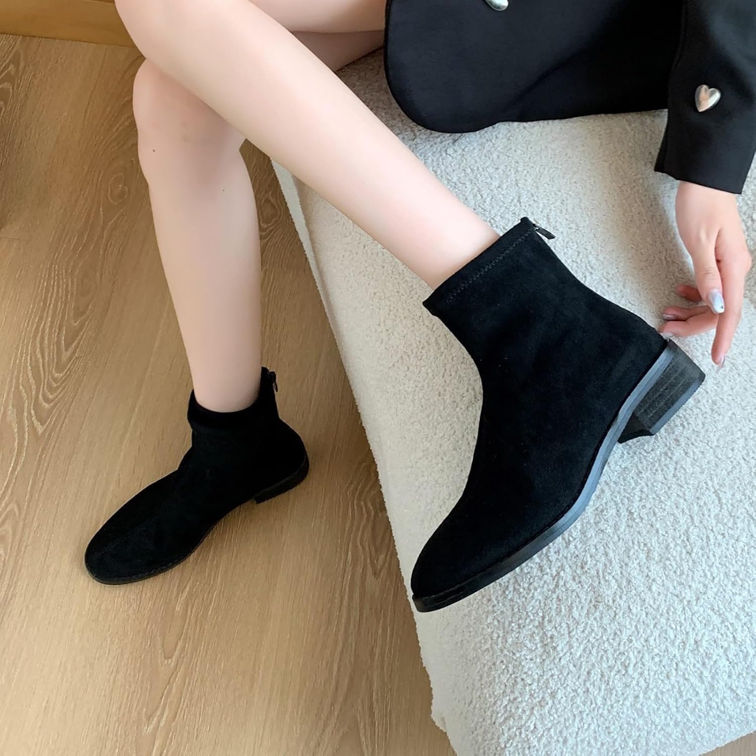 AaaozKjie Stivaletti da donna in pizzo moda cava rete posteriore con chiusura lampo spessa tacco alto stivali da donna scarpe invernali da donna, Nero , 39 EU AaaozKjie Stivaletti da donna in pizzo moda cava rete posteriore con chiusura lampo spessa tacco alto stivali da donna scarpe invernali da donna, Nero , 39 EU