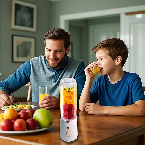 Miniatura 6 de Mini licuadora portátil, tamaño personal para batidos y batidos, 16.9 fl oz, recargable por USB, vaso exprimidor fresco, dos botellas, hogar,