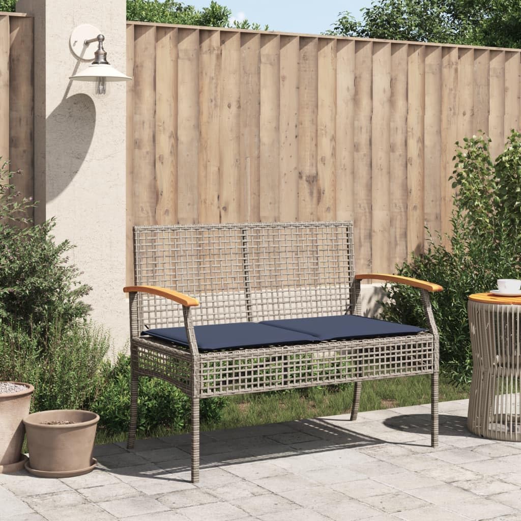 Garden Bench Grey, Brown, Navy Blue,Modern Garden Bench with Comfortable Cushion for Outdoor Use Patio Furniture