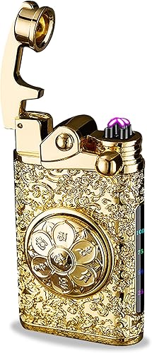 TIKIUKI Encendedor eléctrico a prueba de viento de plasma de doble arco, encendedor eléctrico sin llama, encendedor recargable por USB, encendedor