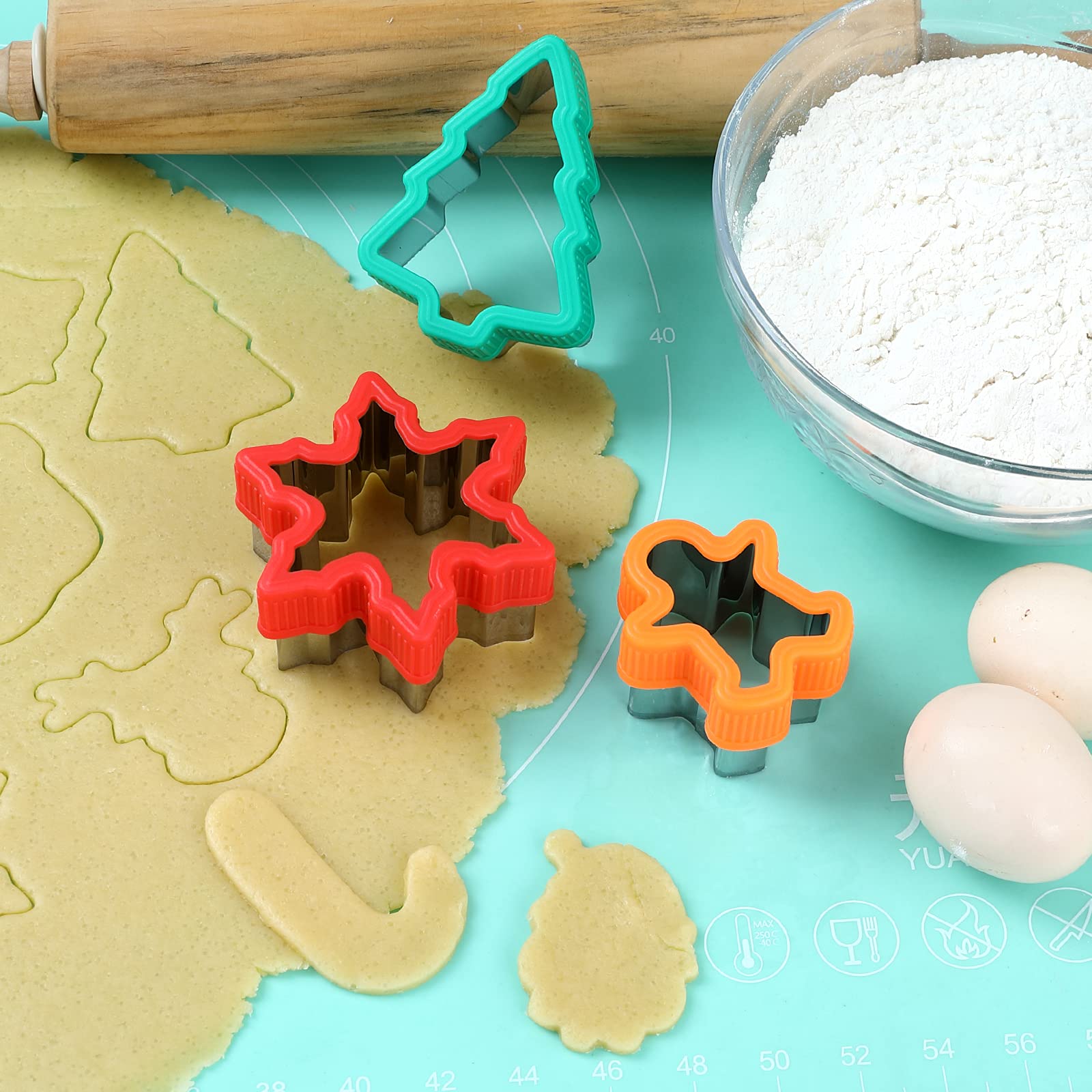 Juego de moldes de cortadores de galletas de Navidad, 9 piezas de moldes cortadores de galletas y frutas, accesorios de decoración y alimentos