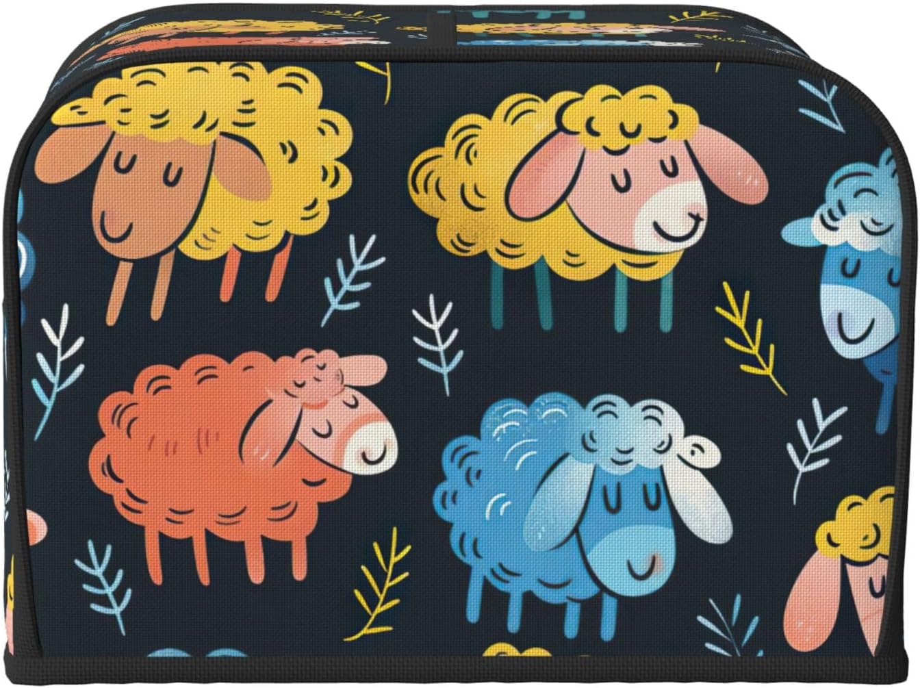 Cute Colorful Sheep Cartoon Pattern Print 4-Slice Toaster Cover Kitchen Appliance For Bread Home Protector Daily Usability image 2