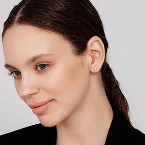 2 Pairs Flat Back Earrings for Women, Nap Earrings as Hypoallergenic Flat Back Stud Earrings for Cartilage, 20g Cartilage Earrings as Birthday Gifts for Her (3+5mm Silver)