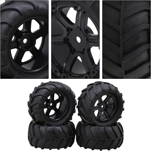 Miniatura 4 de lovermusic 4 neumáticos y llantas de goma 1/16 RC Crawler Truck Off Roader, neumáticos de escalada en roca de 3.35 x 1.65 pulgadas