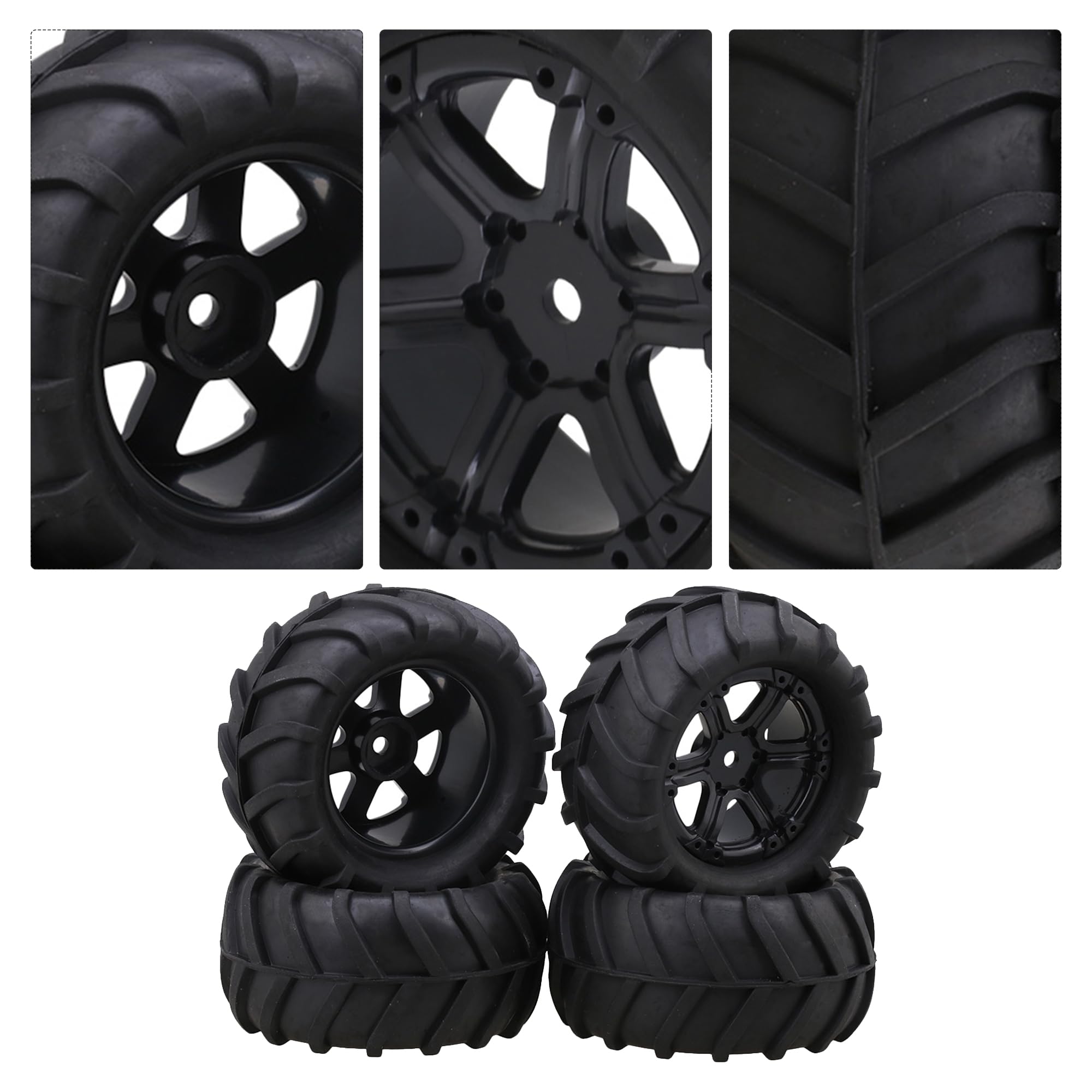 RC Crawler Truck Off Roader Pneus en Caoutchouc et Jante,4 Pcs 1:16 Crawler Pneus Pneus en Caoutchouc RC Accessoire Télécommande Militaty Car Part, Compatible avec 1/16 Crawler, 4PCS RC Crawler P