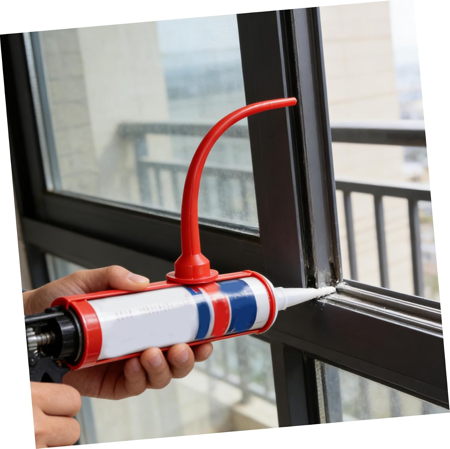 6pcs Reusable Caulking Nozzle Extension Tips for Caulk Tubes, Plastic Curved Applicator Nozzles Precision Control, Widely Compatible for Glass, Repair and Construction Site Use