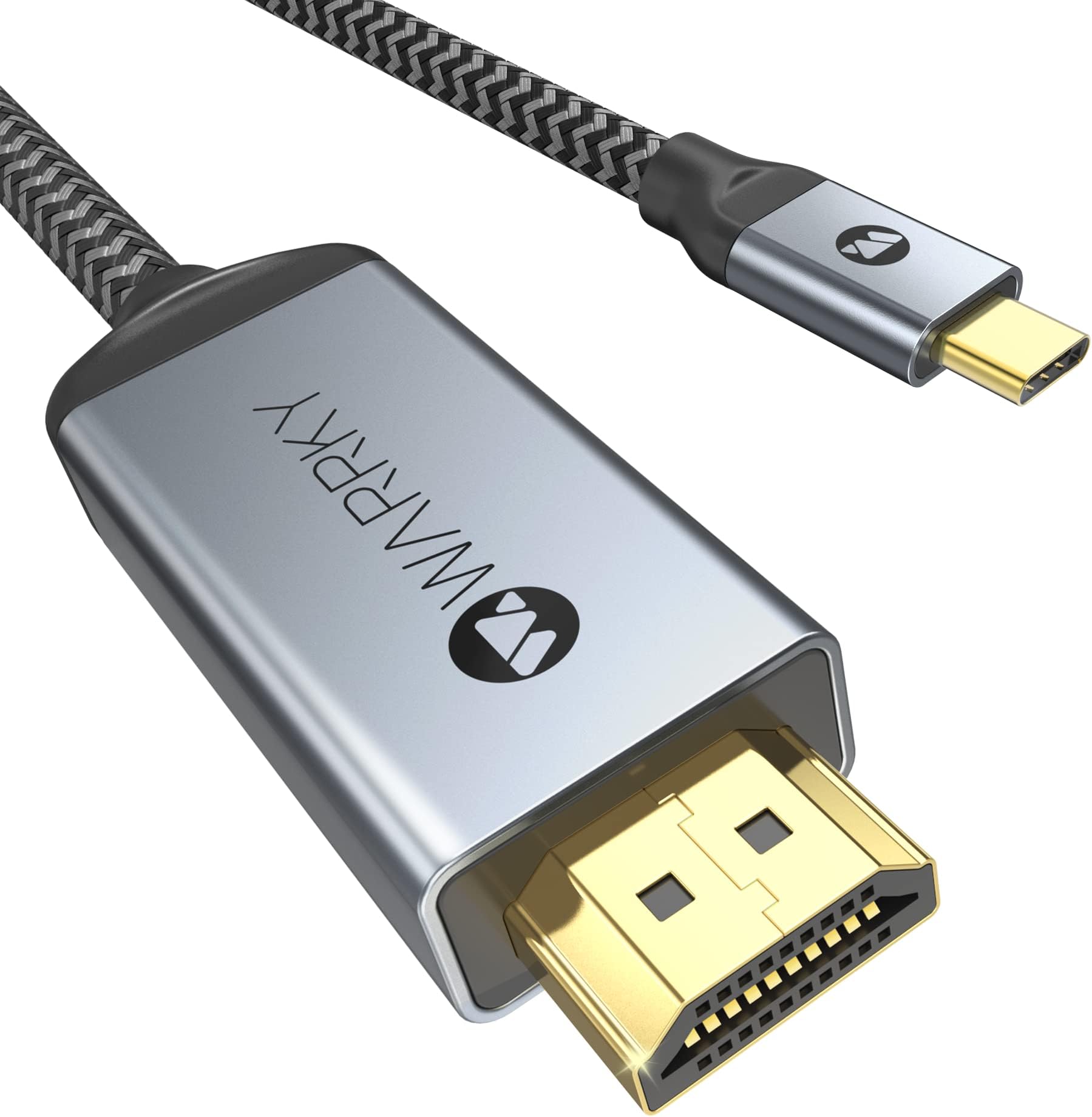 WARRKY USB C to HDMI Cable [4K@60Hz UHD, HDCP2.2 Support] Type C 3.2 to HDMI 2.0, Thunderbolt 3/4/5 Compatible for iPhone 16/15 Series, MacBook Pro/Air, iPad Mini/Pro/Air, Galaxy S8 to S24, 1M