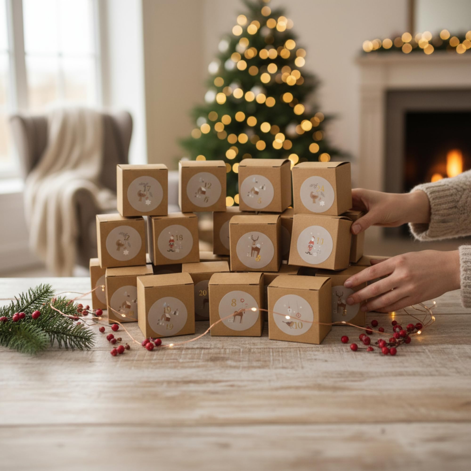 Image secondaire de Calendrier de l'Avent DIY avec 24 Boîtes à Remplir et Autocollants