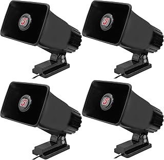 5 Core 4 Pack Indoor/Outdoor PA Horn Speaker – 6 x 4 Inch Loud Portable Power Horn Siren W/ 8 Ohms & 50 Watts Max - 180 Degree Swivelling Adjustable Mounting Bracket & Hardware Included Black