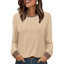 XIEERDUO Womens Long Sleeve Tops Color Block Casual Crewneck Tops Tshirt Basic Tee Fall Fashion Clothes Trendy Outfits