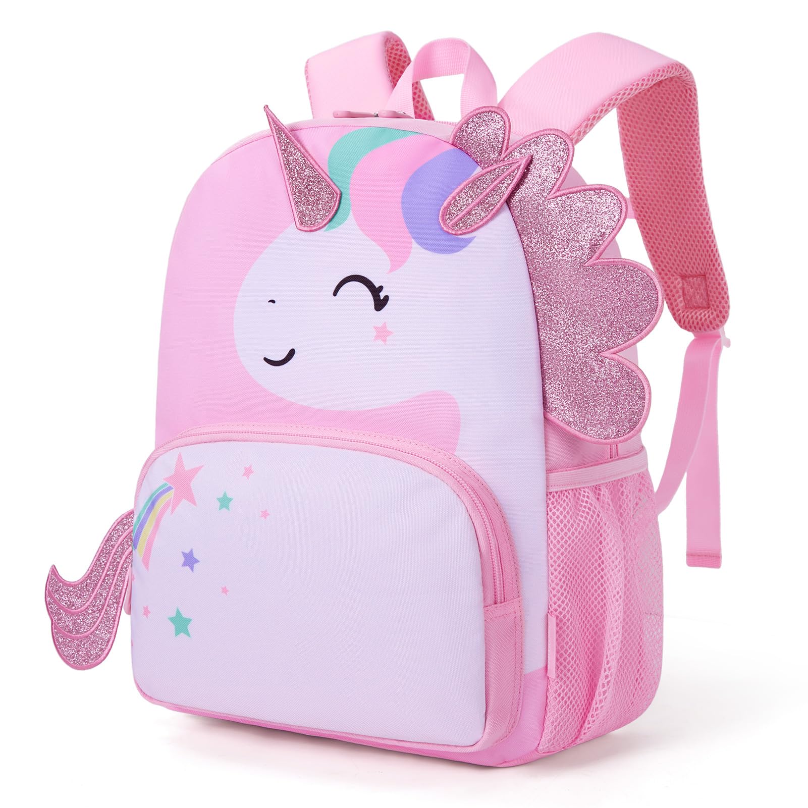 mommore Kids Backpack Cute 3D Large Toddler Backpack for Girls Pink Unicorn Child Preschool Kindergarten Book Bag Age 3-6 Water-Resistant with Chest Buckle and Adjustable Strap