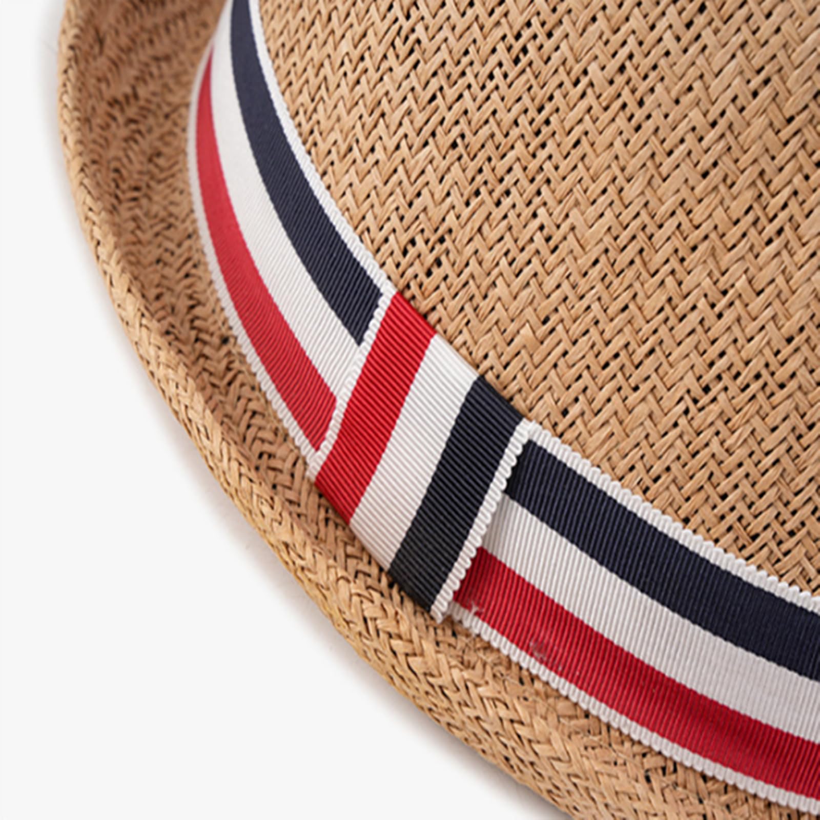 HEYANN Pork Pie Chapeau de paille pour homme Pork Pie Fedora 58 cm Chapeau d'été pour hommes et femmes, bowler plat protection solaire chapeau classique