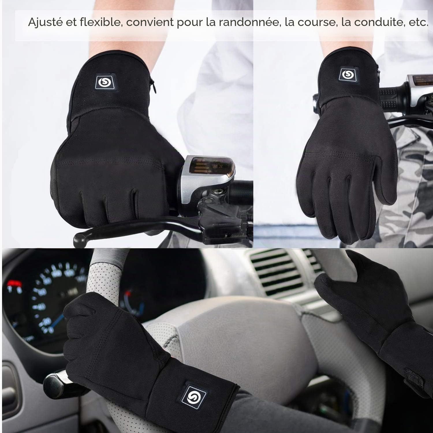 Sun Will Gants Chauffants Hiver pour Homme Femme, Électriques Batterie Gant Chauffant pour Cyclisme Ski de Neige Pêcher Conduite Chasse Arthrite Maladie de Raynaud
