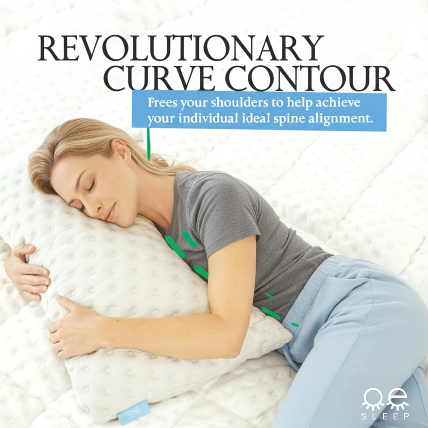 Bed Pillow for Side and Back Sleepers – Curved Cooling Pillow for Neck and Shoulder Pain Relief – Adjustable Memory Foam Pillow with Washable Cover – Queen Size with Extra Fill (White) - Image 4