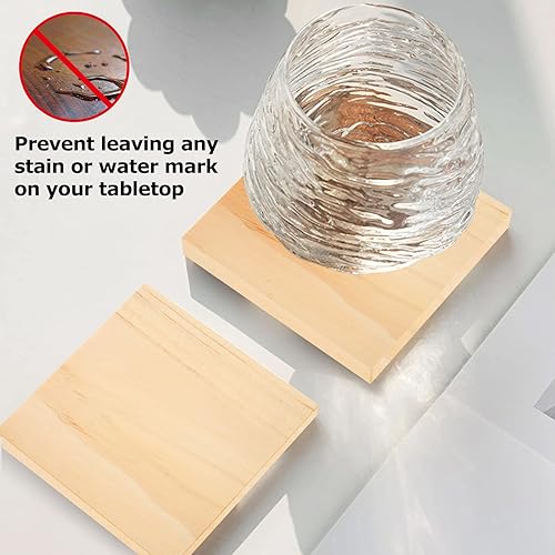 Miniatura 7 de Acrux7 Paquete de 24 cuadrados de madera de 4 x 4 pulgadas para pinturas, paneles de madera sin terminar, cuadrados de pino natural, tableros de