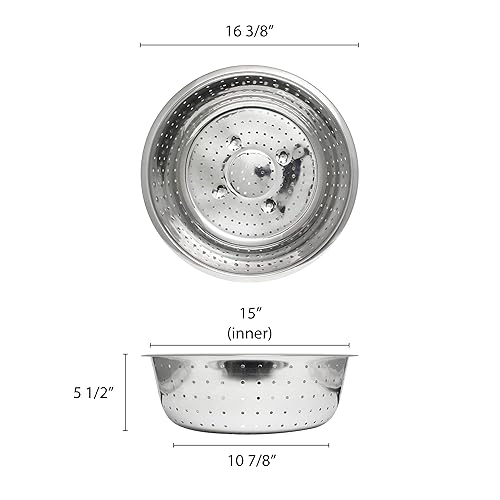 Miniatura 2 de Thunder Group SLCIL15L Colador chino, 15.0 in (de) diámetro., redondo(s), perforado, 0.177 in agujeros, con borde, acero inoxidable. acabado espejo,