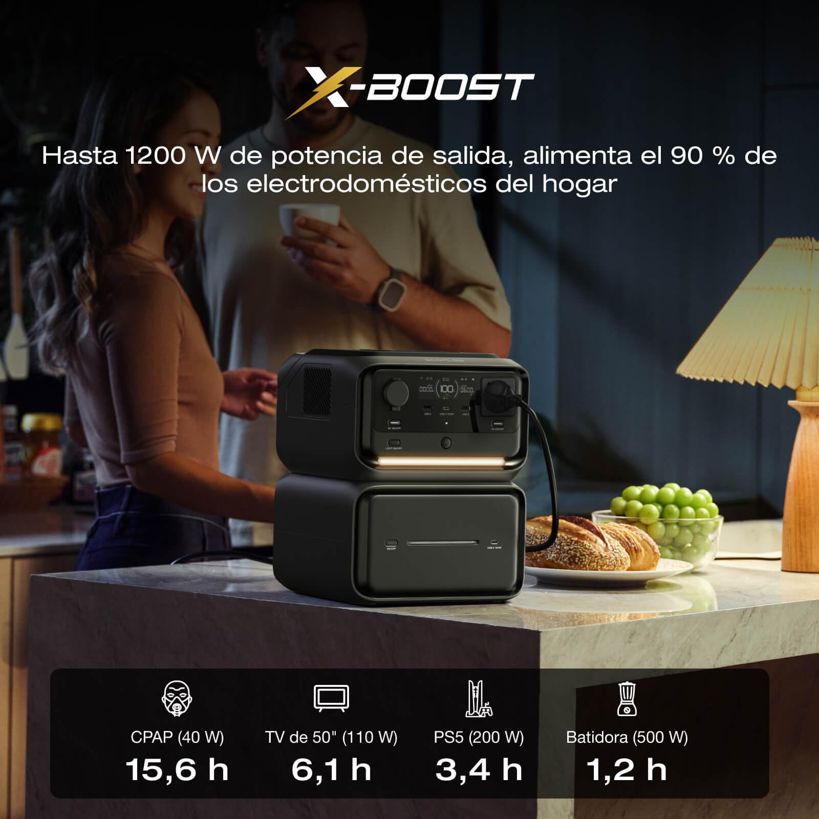 Estación de energía portátil EF ECOFLOW RIVER 3 Max Plus Inalámbrica con banco de energía 5000 mAh, batería LFP 858 Wh, salida de hasta 1200 W, generador solar para exteriores, acampadas y caravanas