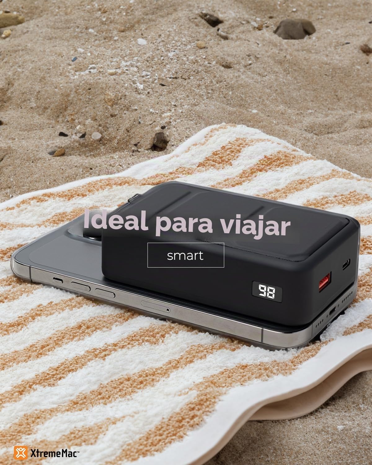 XtremeMac Magsafe Powerbank 20000mAh, Batería Externa magnética para iPhone 15/14/13/12 Serie, USB-C, USB-A y Powerbank inalámbrica con Carga rápida, Mini Power Bank PD 20W, Potente, Negro.