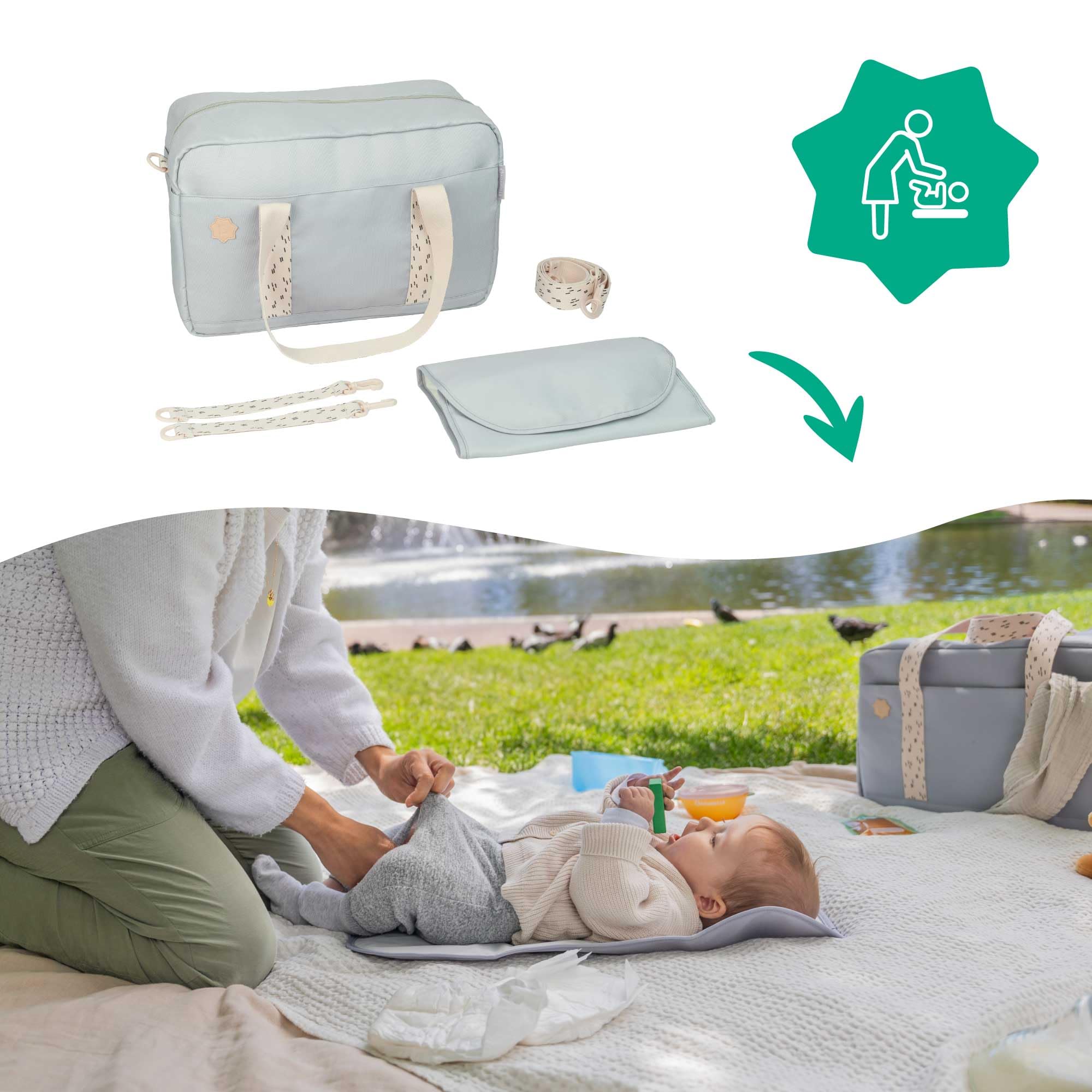 Badabulle Bolso Cambiador Bowling, Gran Capacidad 20L, Cambiador Incluido