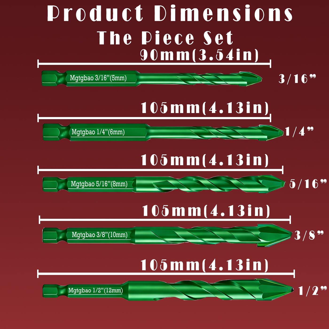 10PC Green 5/16 inch Upgraded Concrete Drill Bit, 8mm Special Crooked Head Eccentric Drill Bit Masonry Drill Bit Set for Plastic Glass Brick Cement Tile Marble Wood.