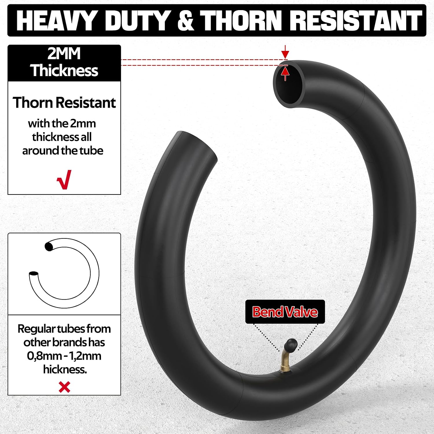 Heavy Duty 12.5x2.25 (12-1/2 x2-1/4) Tire & Inner Tube Set with Angled Valve Stem for Electric Scooters Razor Pocket Mod Currie Schwinn GT IZIP eZip