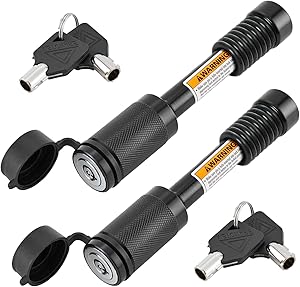 METOWARE Trailer Hitch Locks Receiver Lock Keyed Alike Fits Class III IV 2" 2-1/2" Receiver with 5/8" Dia 3-1/2” Long Pin and Anti-Rattle Rubber O-Rings, for Trailer Truck Car Boat (2 Pack)