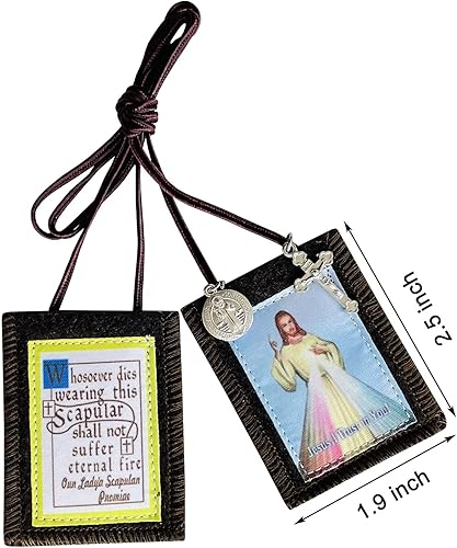 Miniatura 9 de Escapularios católicos, paquete de 3 Escapularios Católicos, Escapularios Católicos, regalo católico para mujeres y hombres con medalla de San