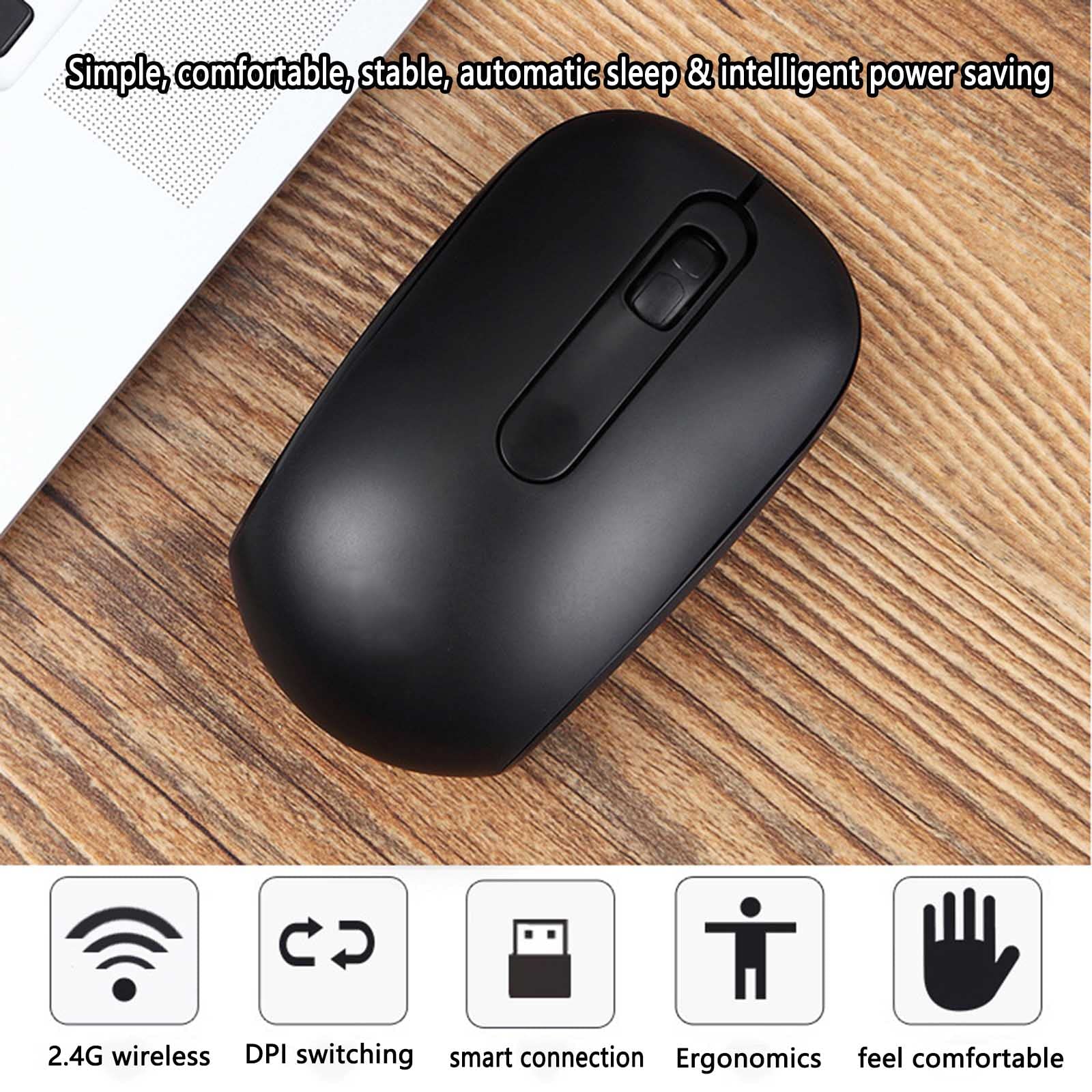 JUSHZ Mouse Wireless Ergonomico Senza Fili Usb Fotoelettrico 2,4 G Collega E Usa Sostenere L'ergonomia Commutazione DPI (105x55MM,black)