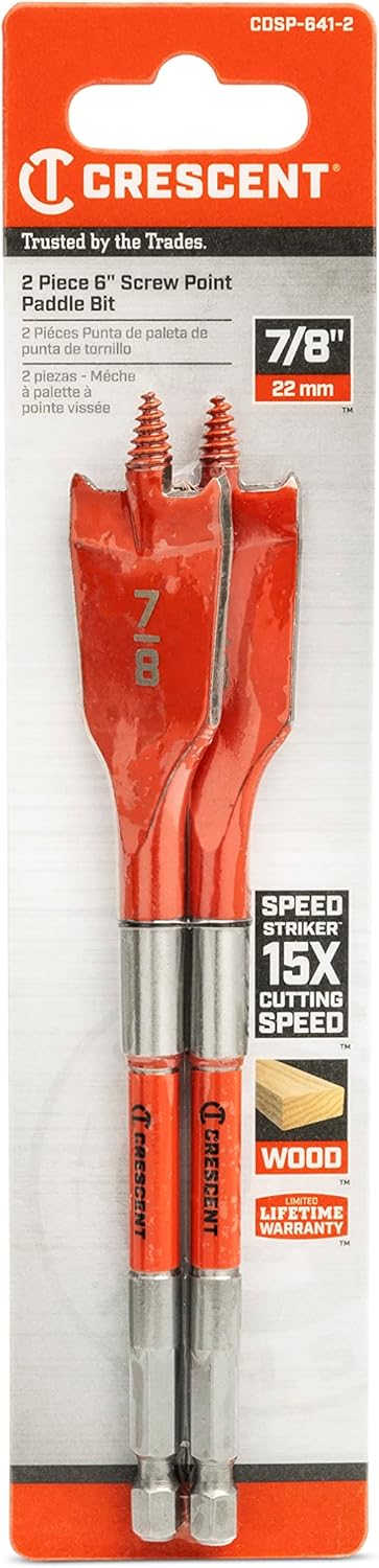 Crescent 2 Piece Screw Point Paddle Drill Bit | 6" x 7/8" | CDSP-641-2