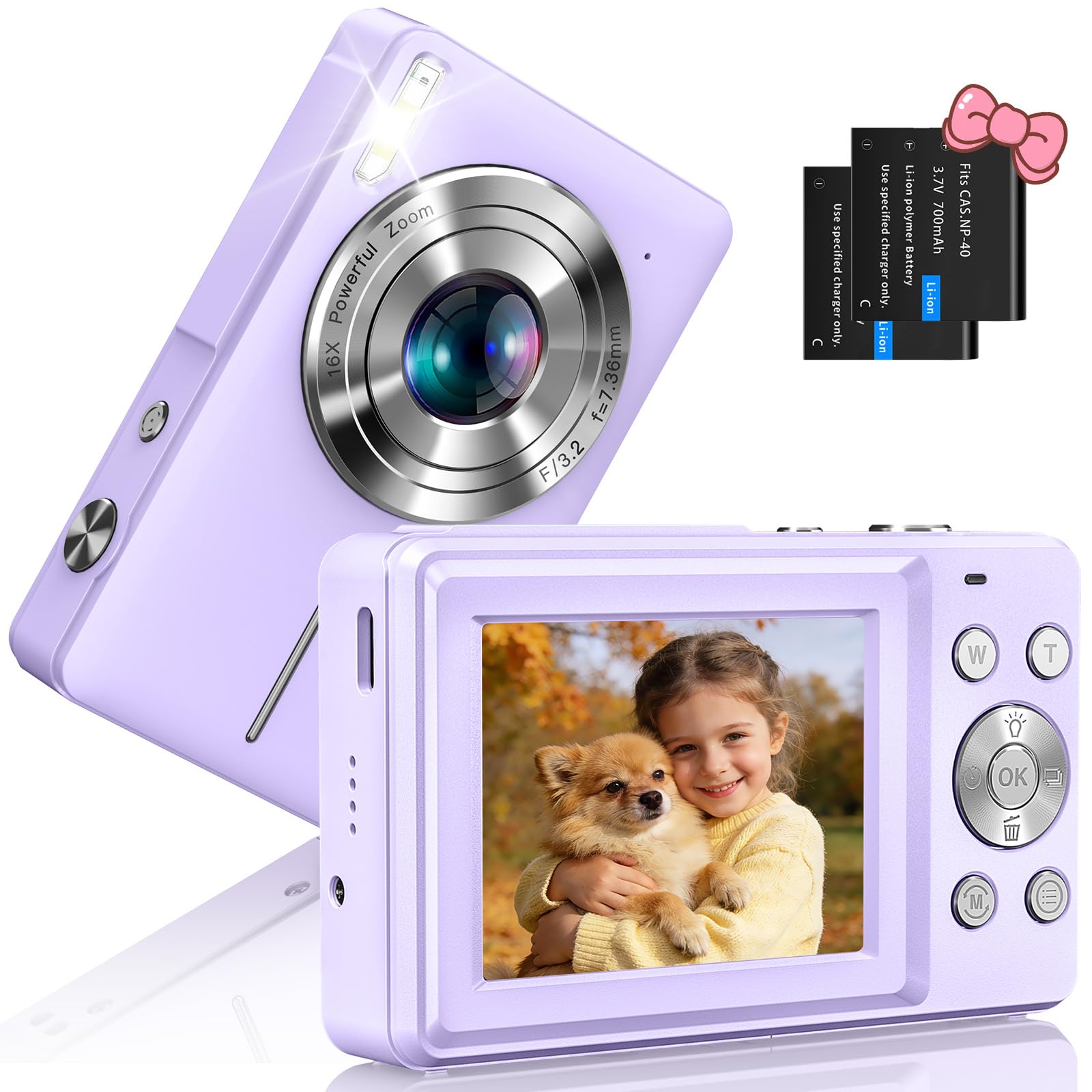 Cámara de Fotos Digital 1080P 44 MP cámara de Fotos con Zoom Digital de 16 x cámara compacta portátil Vlogging cámara Digital para niños Adolescentes Principiantes