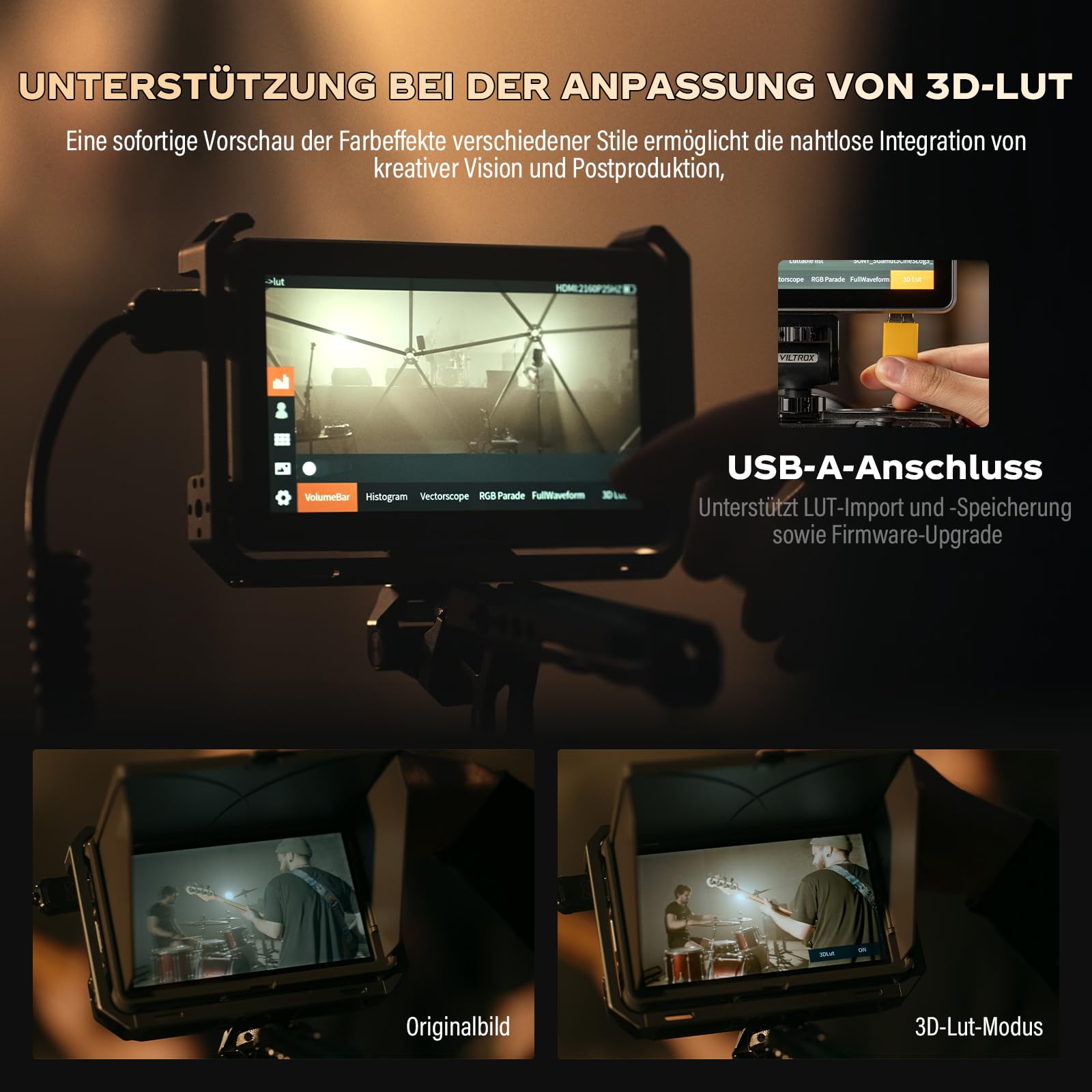 VILTROX DC-X2 Cage 6" monitor polowy do kamery SDI 2000nits Super Bright Widoczny zewnętrzny monitor do ekranu dotykowego DSLR 4K z osłoną przeciwsłoneczną baterii 2200 MAh do Sony Canon Nikon