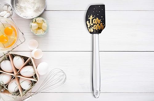 Miniatura 6 de Espátula de cocina oficial de Star Wars de silicona de 11 pulgadas, texto negro y dorado con texto "Star Wars", utensilio novedoso perfecto para