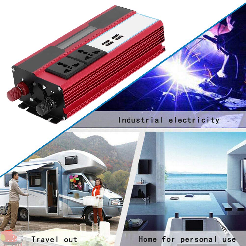 Inversor de Corriente 5000W 12V a 220V-240V CA, Onda sinusoidal Pura, Pantalla LED Digital, 4 Puertos USB, Ideal para Coche, energía Solar y emergencias