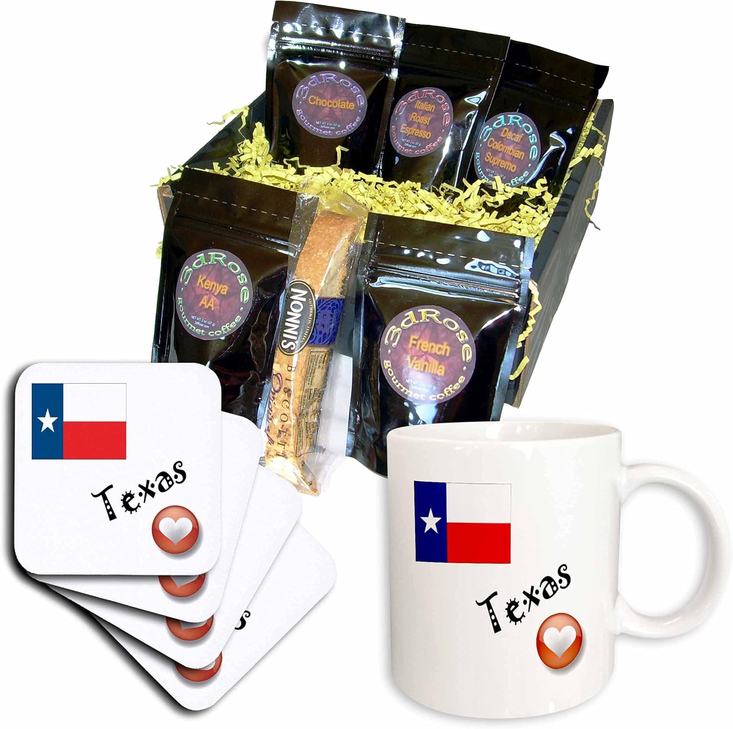 3dRose cgb_7211_1 I Love Texas Coffee Gift Basket, Multi