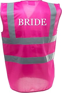 BRIDE Pink Hi Viz Vest Bride Bridal Party Fancy Dress Bachelorette Party Uniform Hen Party Bride To Be Bride Tribe (S)