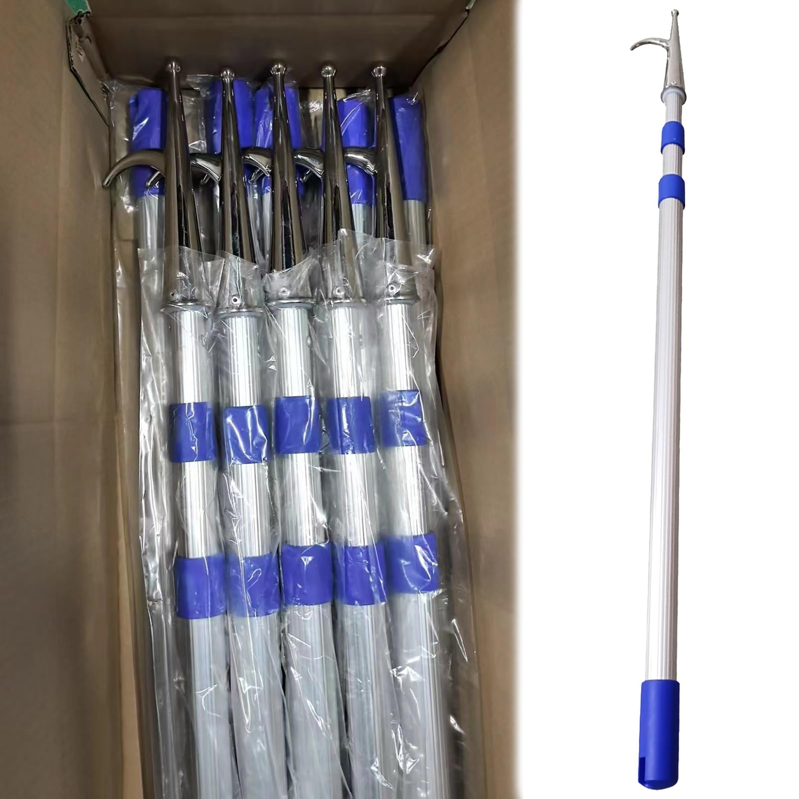 Gancio di ormeggio per barca, palo di ancoraggio extra lungo in alluminio per yacht e mare, palo di salvataggio in acqua regolabile, 300 cm, 1 confezione