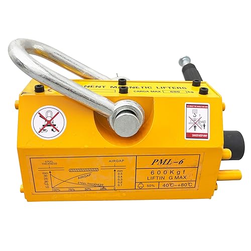 Miniatura 4 de TECHTONGDA Levantador magnético, Imanes de elevación permanente, 1320 libras de fuerza de tracción, Imán de elevación con liberación, Imán para