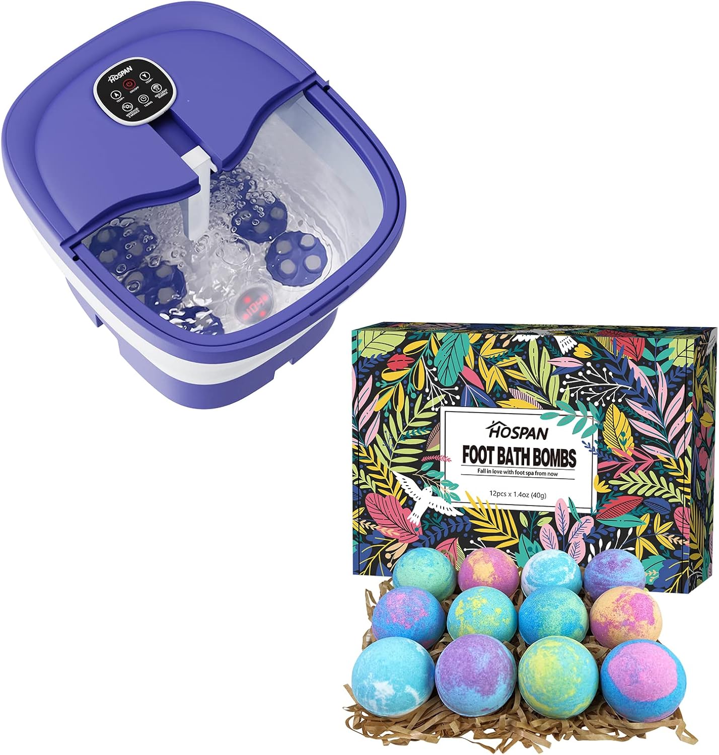 HOSPAN Collapsible Foot Spa Electric Rotary Massage, Foot