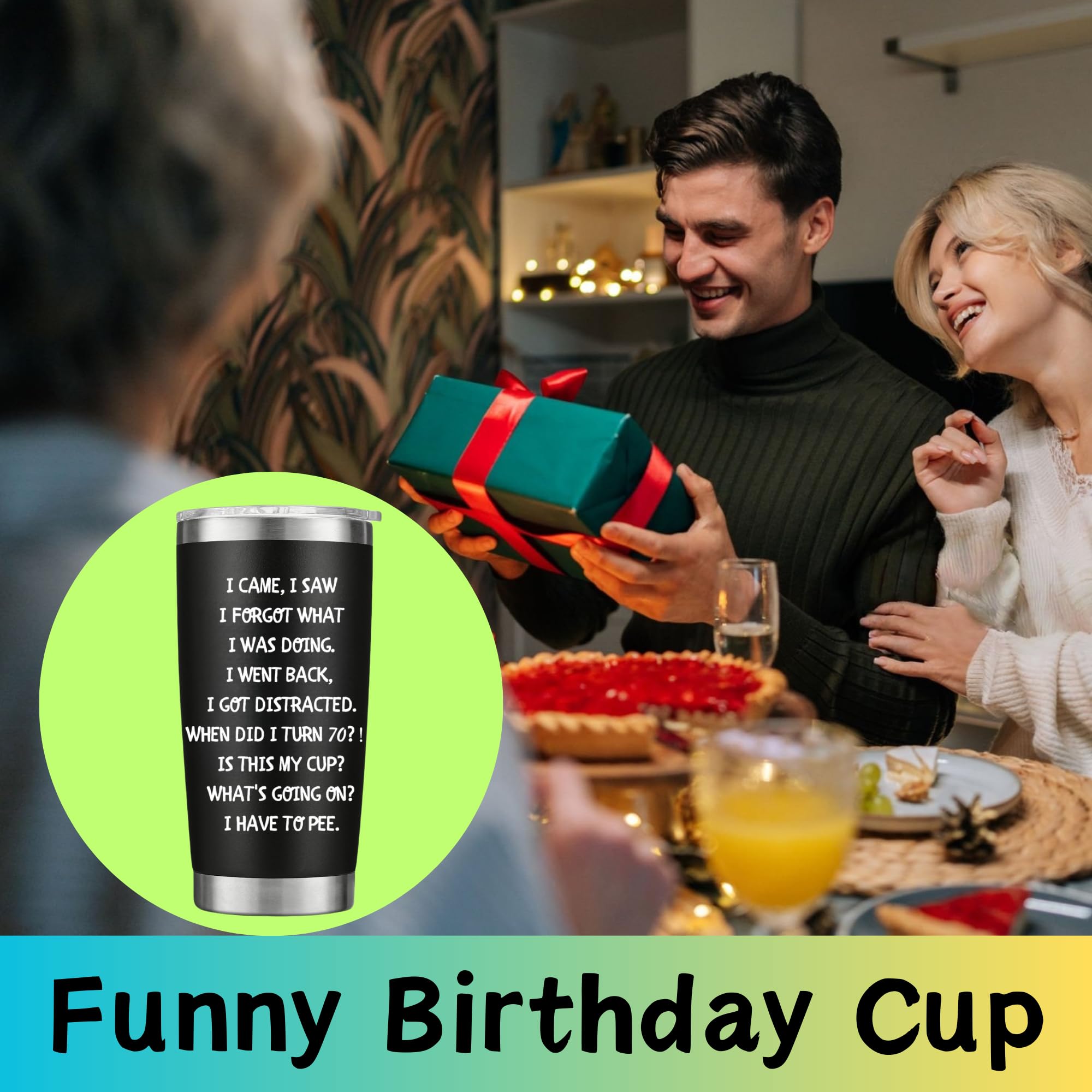 70th Birthday Gifts For Men Women-20 OZ Stainless Steel Tumbler-70th Birthday Decorations for Him Her